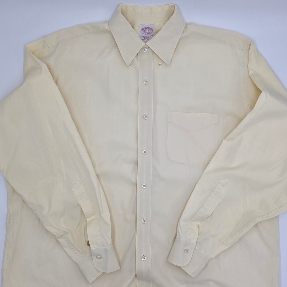 Brooks Brothers Men's Yellow Button‎ Down Long Sleeve Shirt Size 17 1/2 35